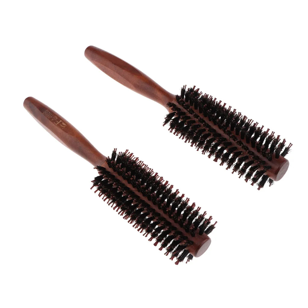 Professional wooden round blow dry brush