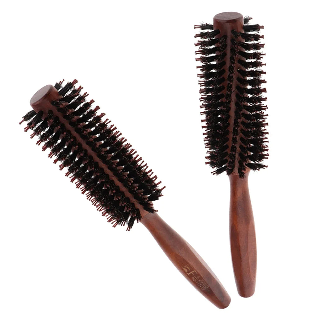 Professional wooden round blow dry brush