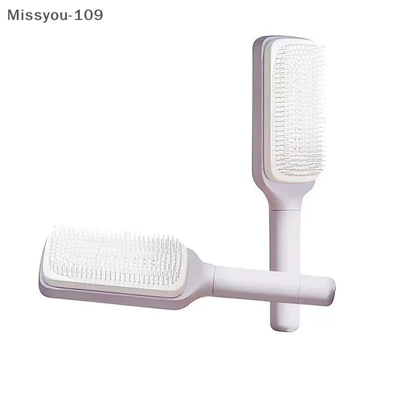 Retractable self -cleaning hair brush