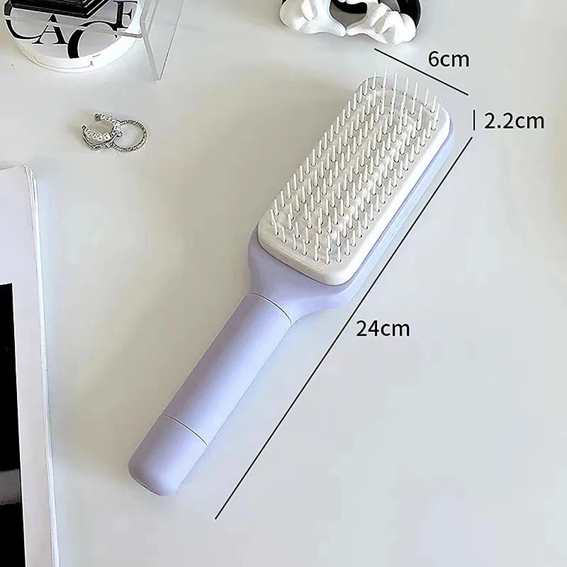Retractable self -cleaning hair brush